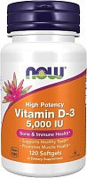 Vitamin D-3 5,000 IU, 120 softgels.