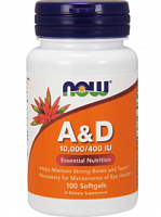 Vitamin A &amp; D 10,000/400 IU,  100 softgels.